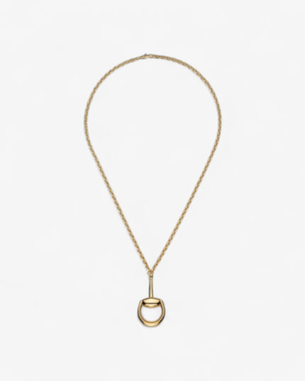 GUCCI 18k Gold Horsebit Long Chain Necklace