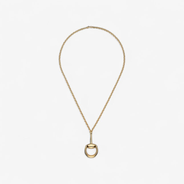 GUCCI 18k Gold Horsebit Long Chain Necklace