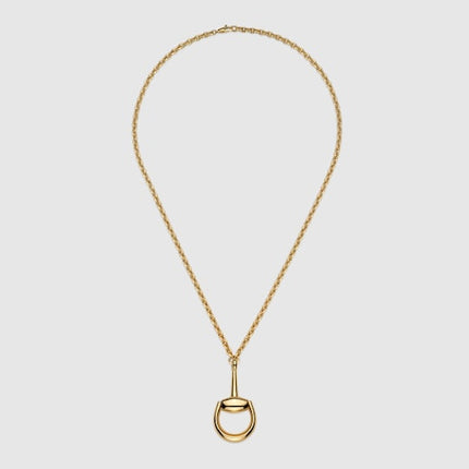 GUCCI 18k Gold Horsebit Long Chain Necklace