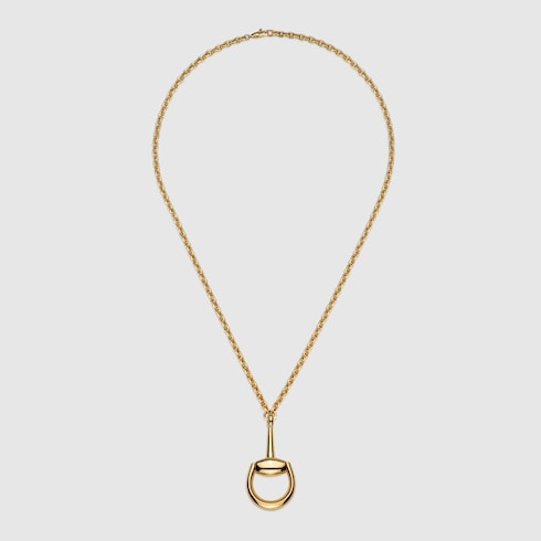 GUCCI 18k Gold Horsebit Long Chain Necklace