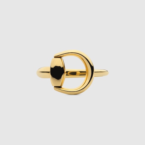 GUCCI 18k Gold Horsebit Motif Ring