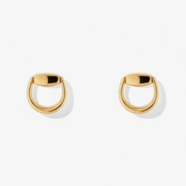 GUCCI 18k Gold Horsebit Stud Earrings
