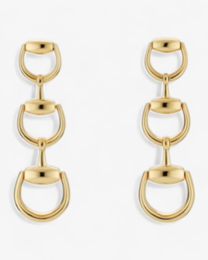 GUCCI 18k Gold Multi-Horsebit Drop Earrings