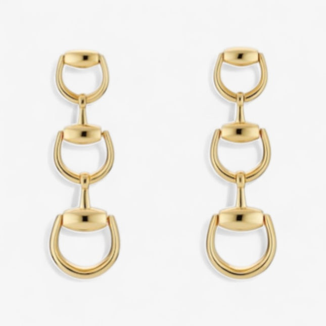 GUCCI 18k Gold Multi-Horsebit Drop Earrings