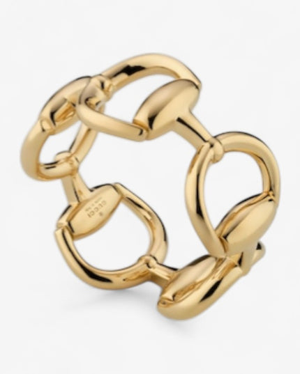 GUCCI 18k Gold Multi-Horsebit Wide Ring