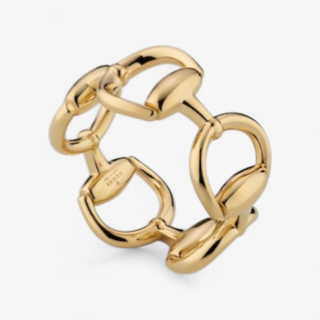 GUCCI 18k Gold Multi-Horsebit Wide Ring