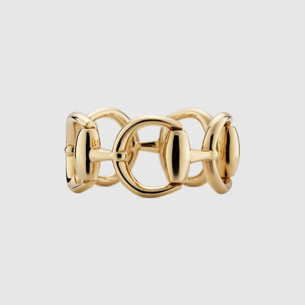 GUCCI 18k Gold Multi-Horsebit Wide Ring