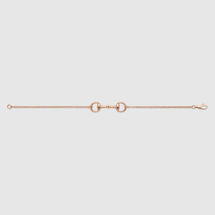 GUCCI 18k Rose Gold Horsebit Diamond Chain Bracelet