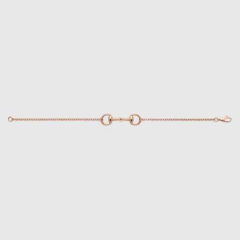 GUCCI 18k Rose Gold Horsebit Diamond Chain Bracelet