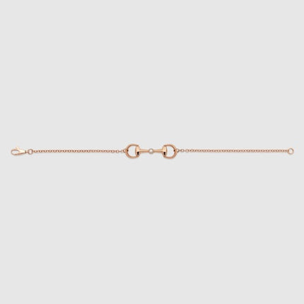 GUCCI 18k Rose Gold Horsebit Diamond Chain Bracelet