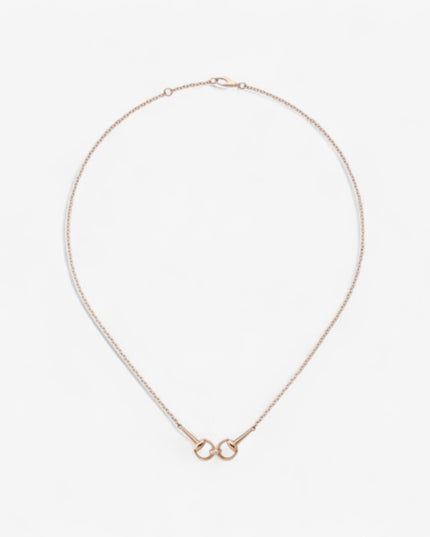 GUCCI 18k Rose Gold Horsebit Diamond Chain Necklace