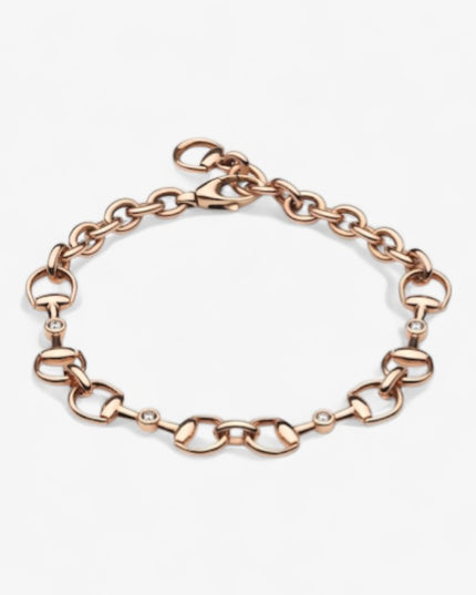 GUCCI 18k Rose Gold Horsebit Diamond Link Bracelet