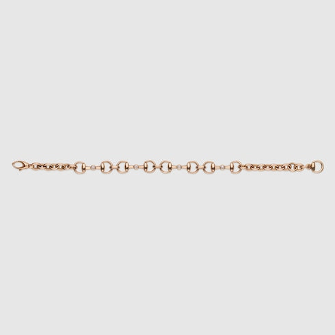 GUCCI 18k Rose Gold Horsebit Diamond Link Bracelet