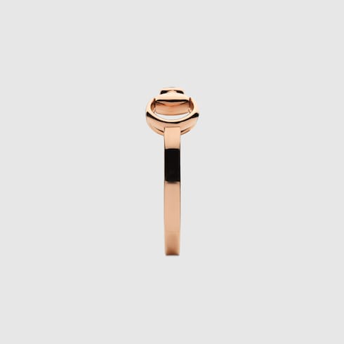 GUCCI 18k Rose Gold Horsebit Diamond Ring