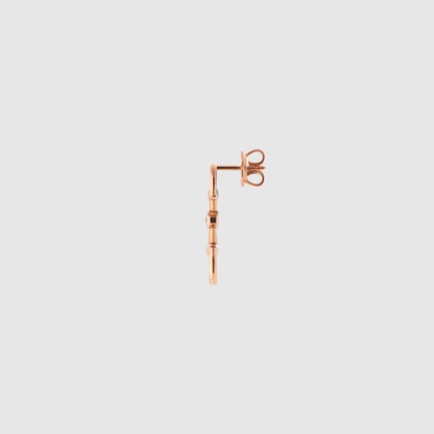 GUCCI 18k Rose Gold Horsebit Diamond Stud Earrings