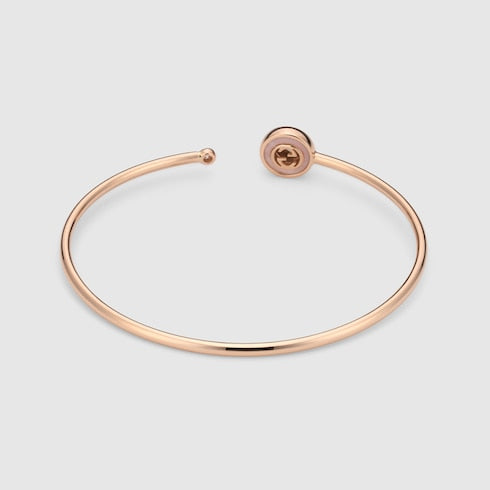 GUCCI 18k Rose Gold Interlocking G Pink Opal & Diamond Bangle