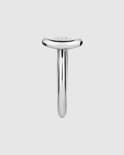 GUCCI 18k White Gold Horsebit Pavé Diamond Wrap Ring