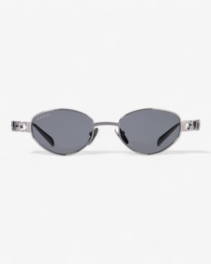 GUCCI GG1935S Oval Sunglasses – Light Ruthenium with Cut-Out Logo