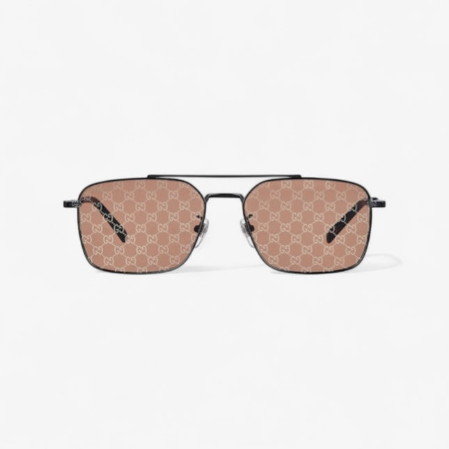 GUCCI GG1957SA Rectangular Sunglasses – Dark Grey with Guccissima Mirror Lenses