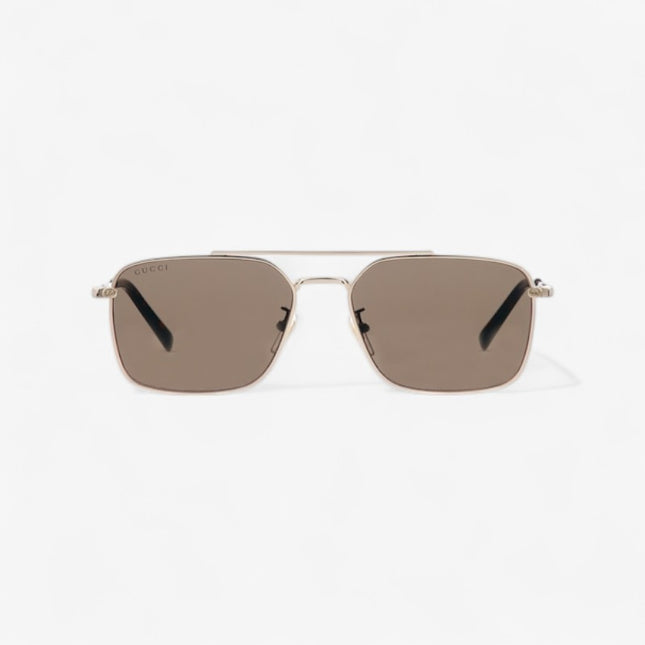 GUCCI GG1957SA Rectangular Sunglasses – Light Gold with Brown Lenses
