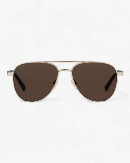 GUCCI GG1962S Aviator Sunglasses – Light Gold with Brown Lenses