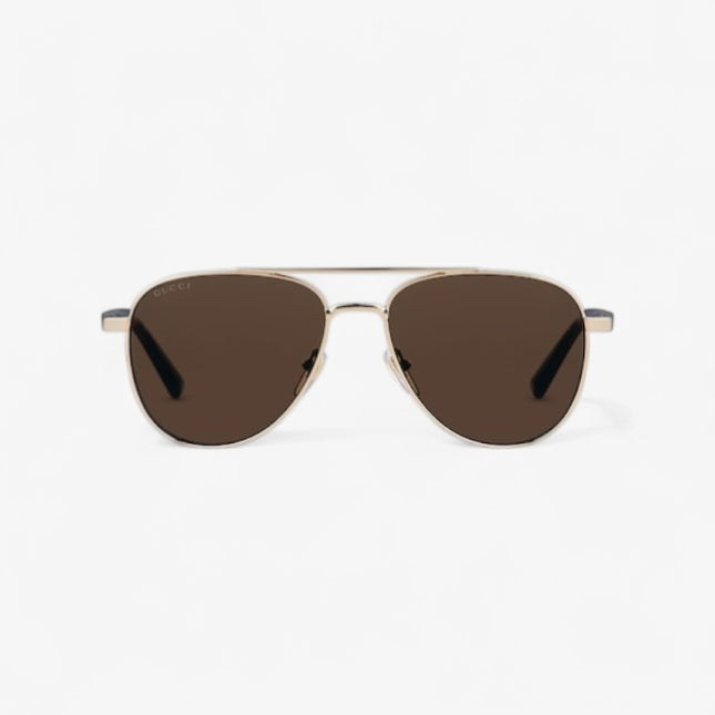 GUCCI GG1962S Aviator Sunglasses – Light Gold with Brown Lenses