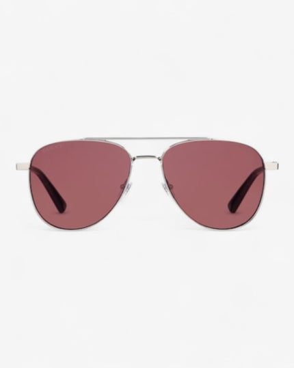 GUCCI GG1962S Aviator Sunglasses – Silver with Burgundy Lenses