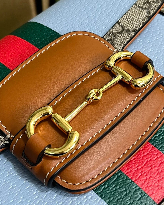 Gucci Horsebit 1955 Mini Shoulder Bag – Sky Blue Web Stripe Edition