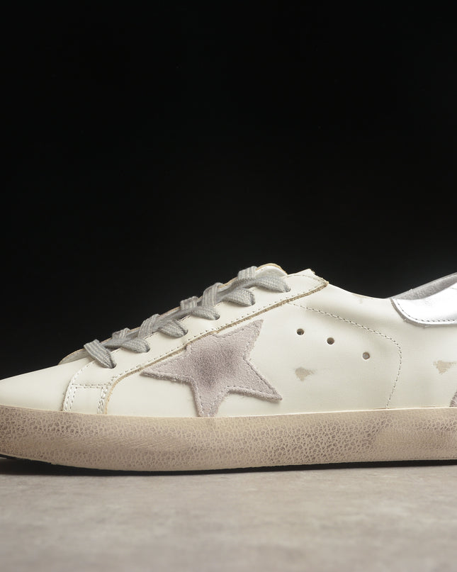 Golden Goose Super-Star Distressed Sneaker – White & Grey
