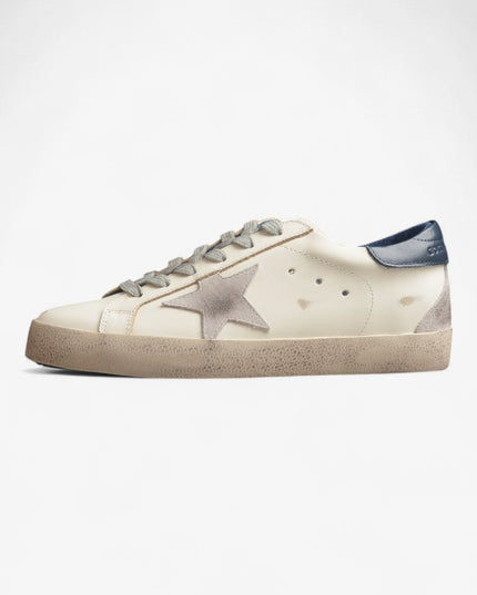 Golden Goose Super-Star Distressed Sneaker – White, Grey & Navy