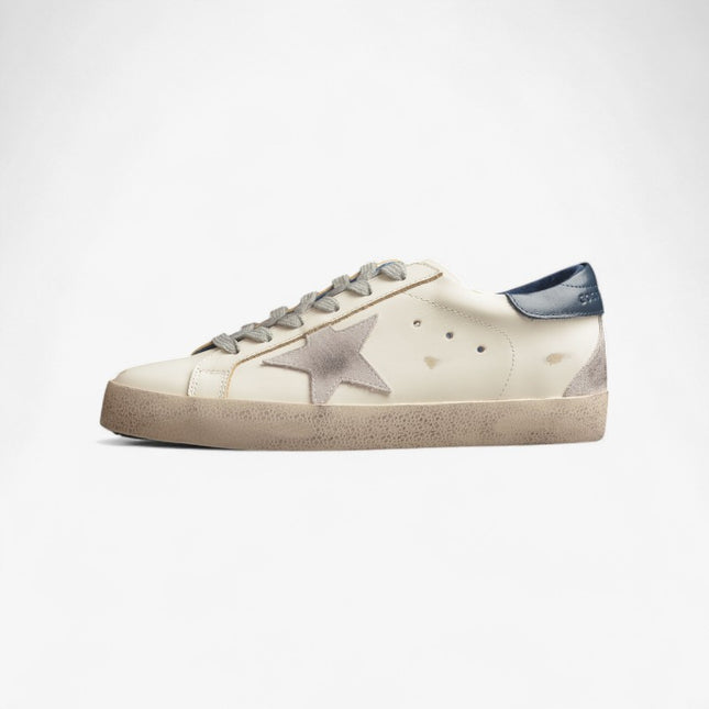 Golden Goose Super-Star Distressed Sneaker – White, Grey & Navy