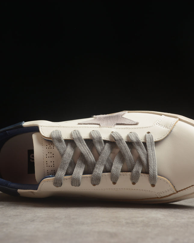 Golden Goose Super-Star Distressed Sneaker – White, Grey & Navy