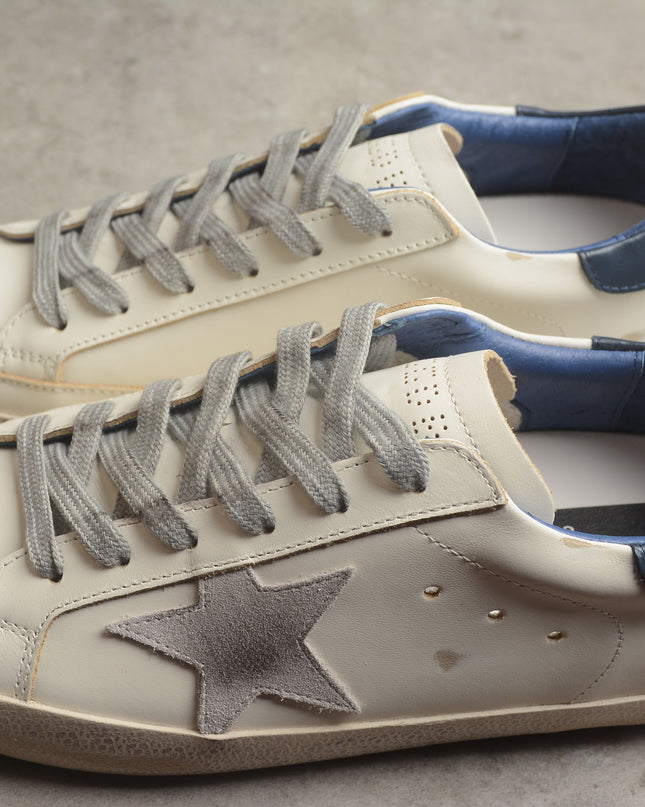 Golden Goose Super-Star Distressed Sneaker – White, Grey & Navy