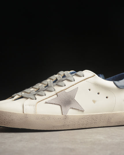 Golden Goose Super-Star Distressed Sneaker – White, Grey & Navy