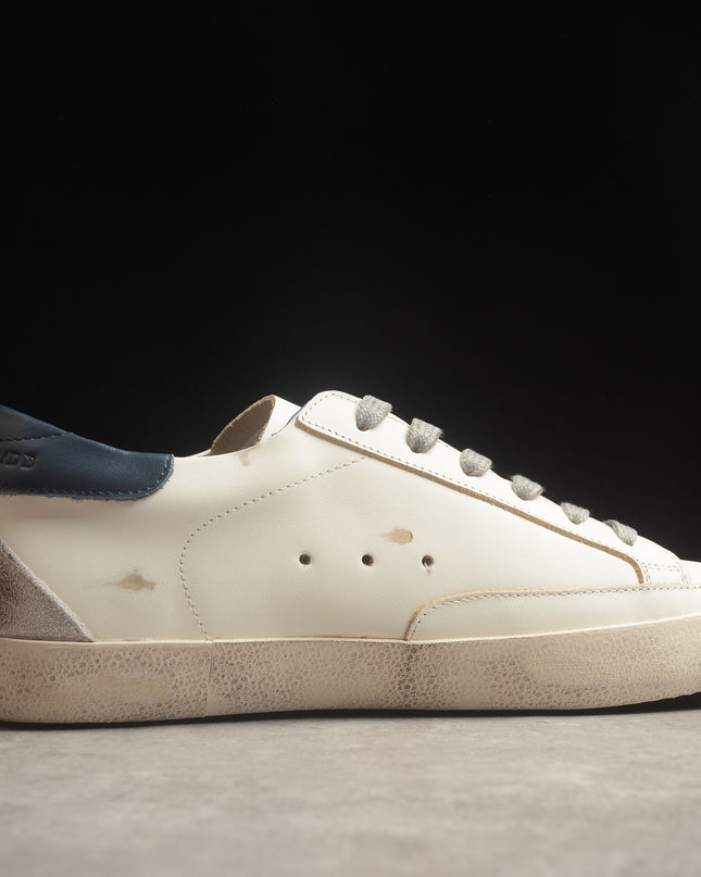 Golden Goose Super-Star Distressed Sneaker – White, Grey & Navy