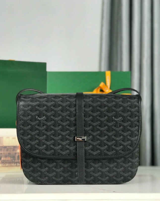 Goyard MM Belvédère Messenger Bag - Black Goyardine