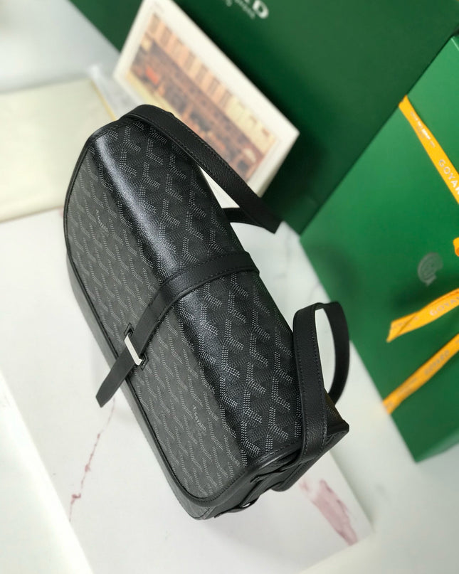 Goyard MM Belvédère Messenger Bag - Black Goyardine