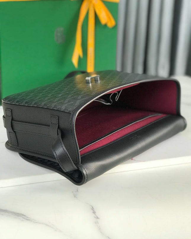 Goyard MM Belvédère Messenger Bag - Black Goyardine