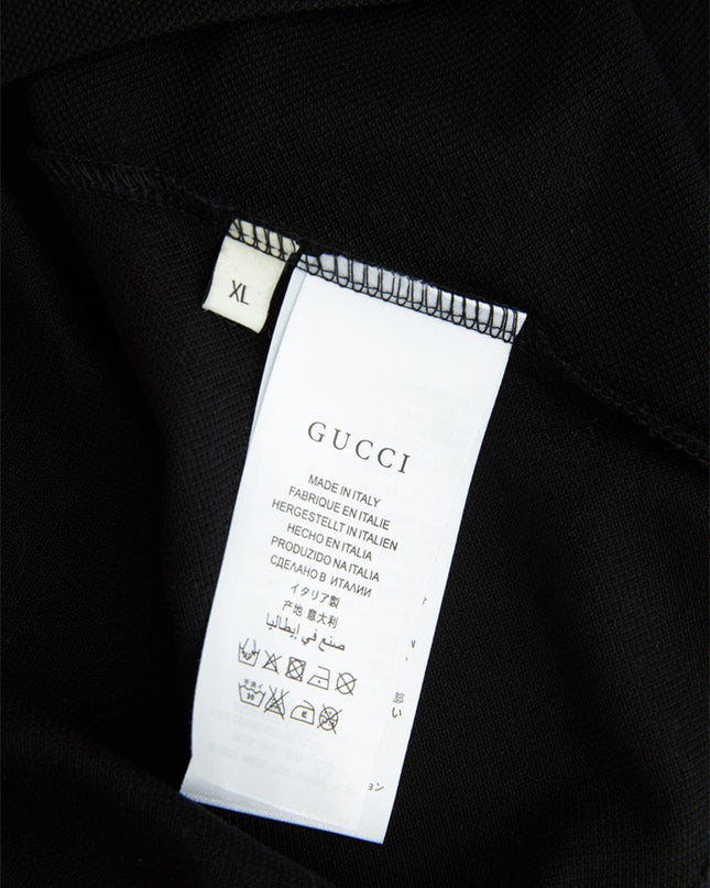 Gucci-inspired Black Piqué Polo With Ivory Collar – Top Version