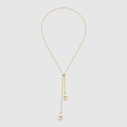 Gucci 18k Gold Double Horsebit Pendant Necklace