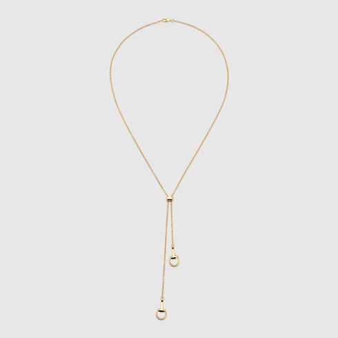 Gucci 18k Gold Double Horsebit Pendant Necklace