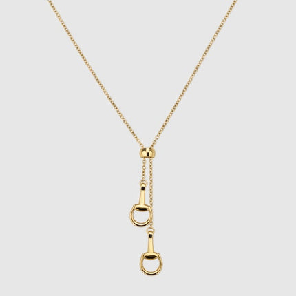 Gucci 18k Gold Double Horsebit Pendant Necklace