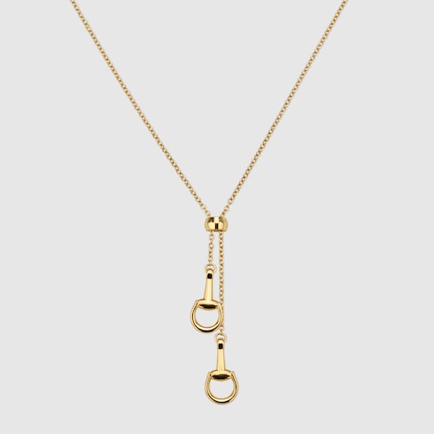 Gucci 18k Gold Double Horsebit Pendant Necklace