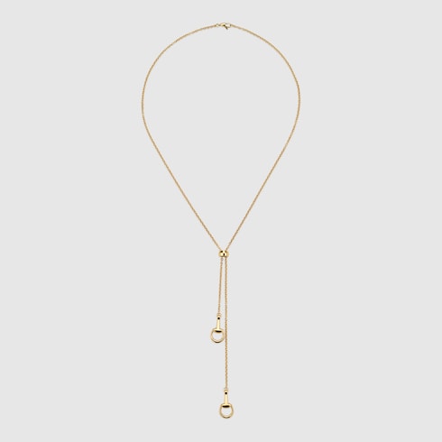 Gucci 18k Gold Double Horsebit Pendant Necklace