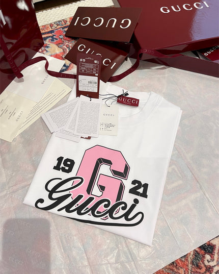 Gucci 1921 Collegiate‑Graphic Cotton‑Jersey T‑Shirt