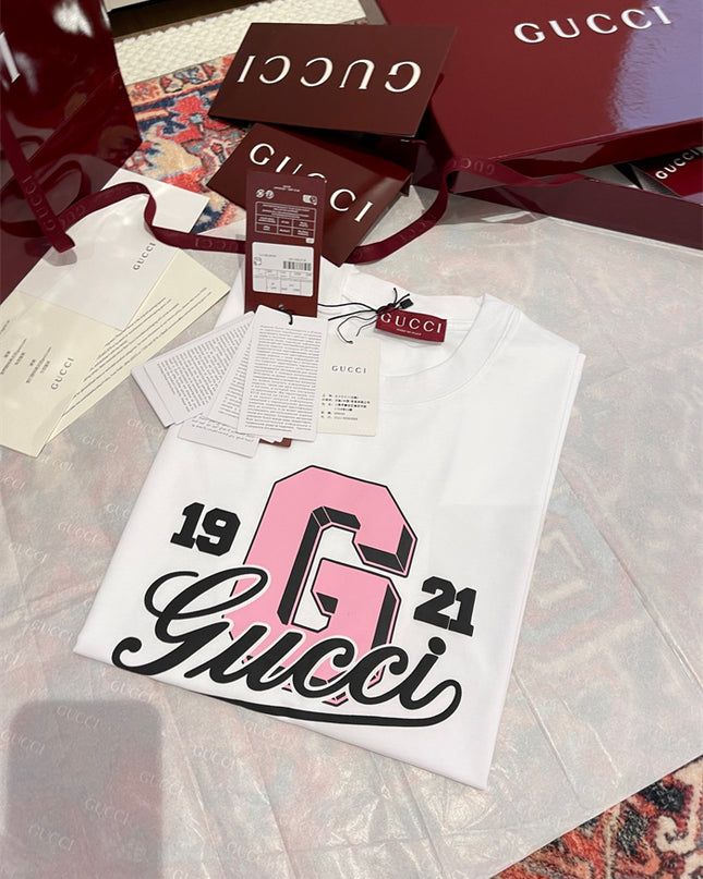 Gucci 1921 Collegiate‑Graphic Cotton‑Jersey T‑Shirt