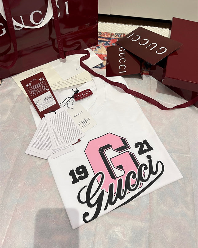 Gucci 1921 Collegiate‑Graphic Cotton‑Jersey T‑Shirt