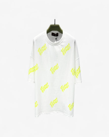 Gucci 2025SS Allover Neon Logo Print T-Shirt – Top Version