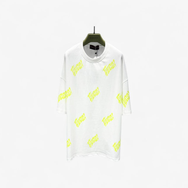 Gucci 2025SS Allover Neon Logo Print T-Shirt – Top Version
