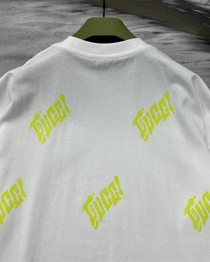 Gucci 2025SS Allover Neon Logo Print T-Shirt – Top Version